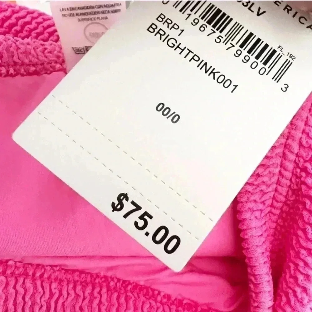 NWT Good American Bright Pink Always Fit Swim Mini Skirt, Size XXS-XS (2)